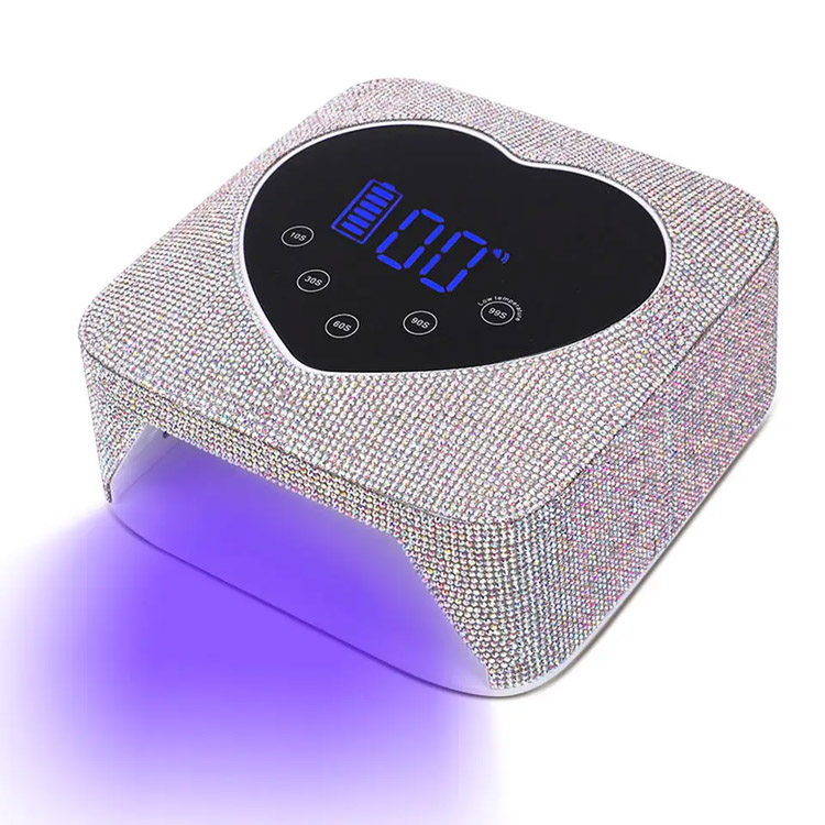 72W รูปทรงของหัวใจที่ชาร์จไฟได้ Rhinestones ตะเกียงเล็บ