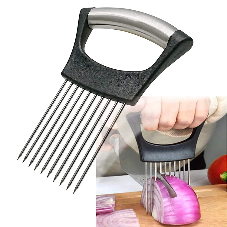 All in 1 ที่ตัดผัก Stainless Steel Onion Holder Slicer