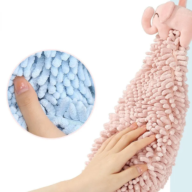 การ์ตูนห้องน้ำห้องครัวผ้าขี้ริ้ว Chenille Fluffy Hand Towel
