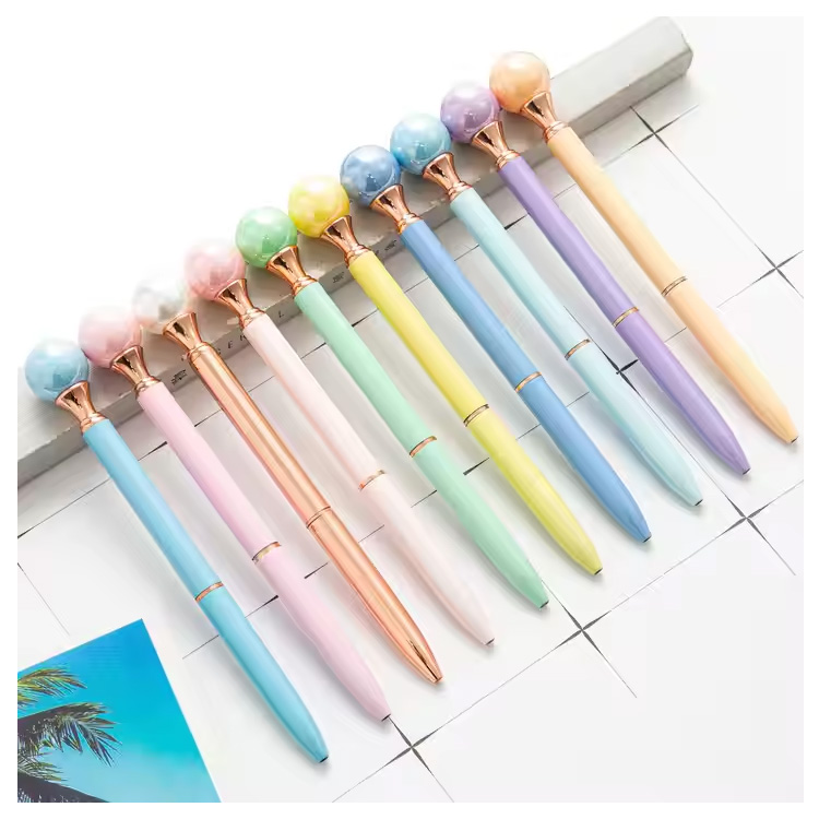 โลโก้ที่กำหนดเอง 1.0 มม. Pearl Ballpoint Pen Multi-Color Metal Body