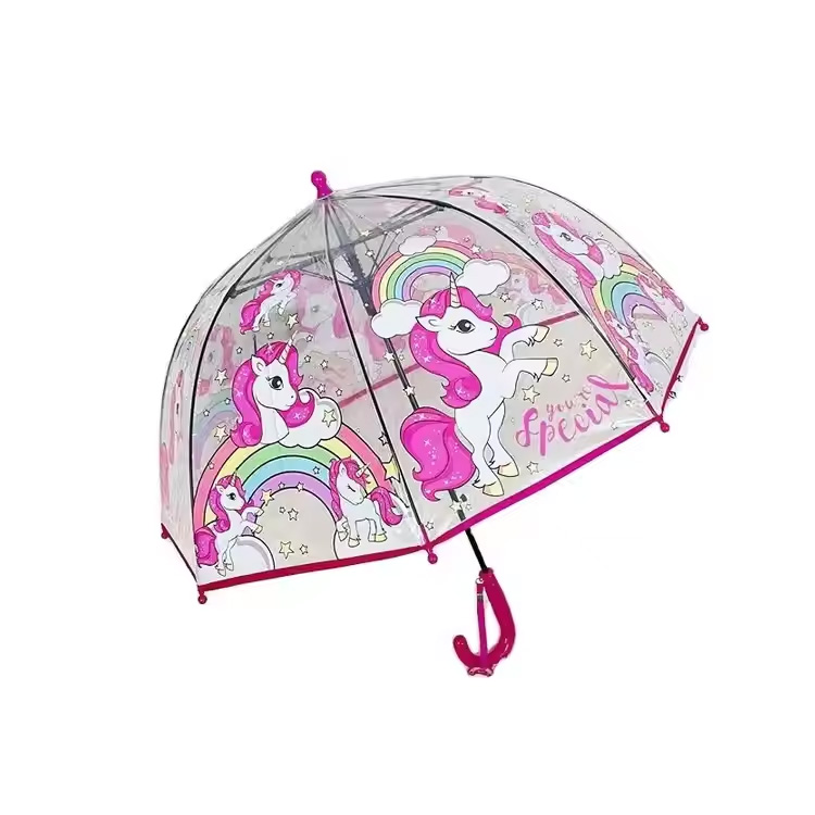 โลโก้ที่กำหนดเอง Kids Straight Umbrella เสื้อกันฝนสะท้อนแสง
