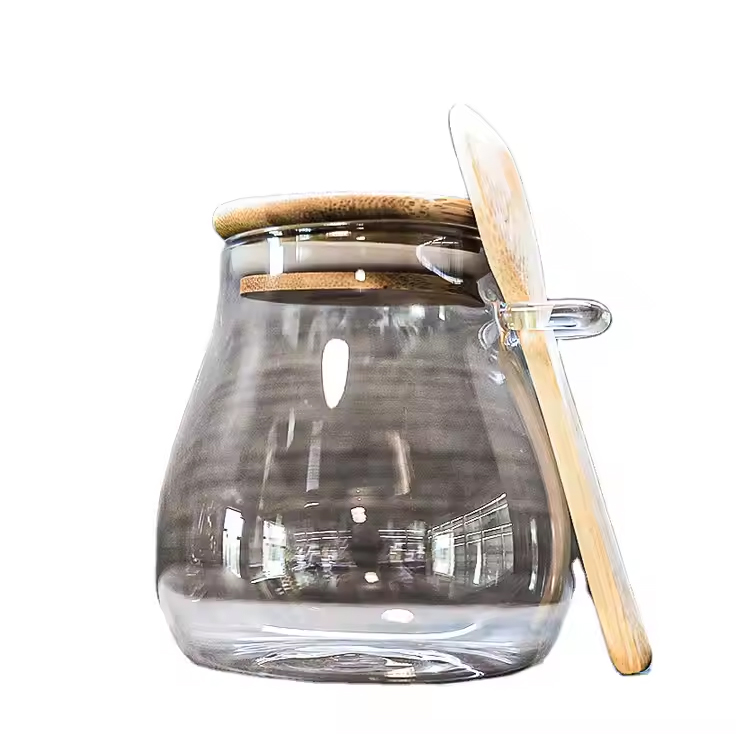 รูปทรงที่กำหนดเอง Borosilicate Glass Spice พร้อมฝาพลิก