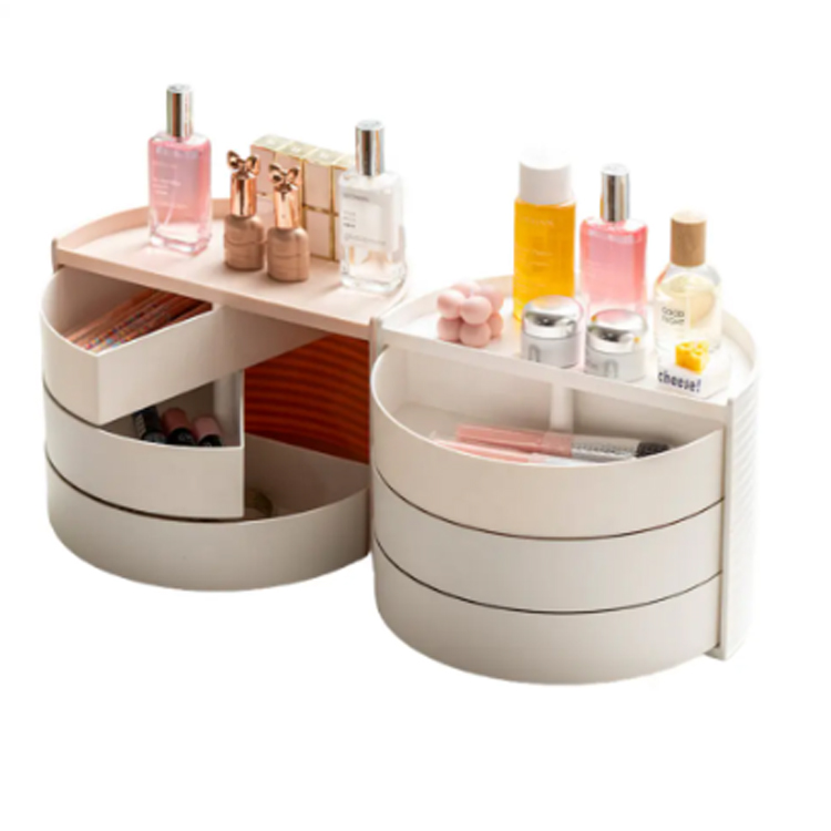 เดสก์ท็อป Circular Dresser Container Makeup Organizer