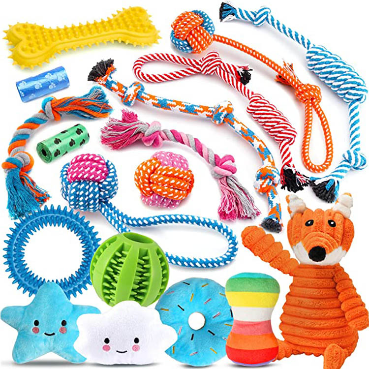 ลูกสุนัขยาง Squeaky Pet Cotton Dog Rope Toy