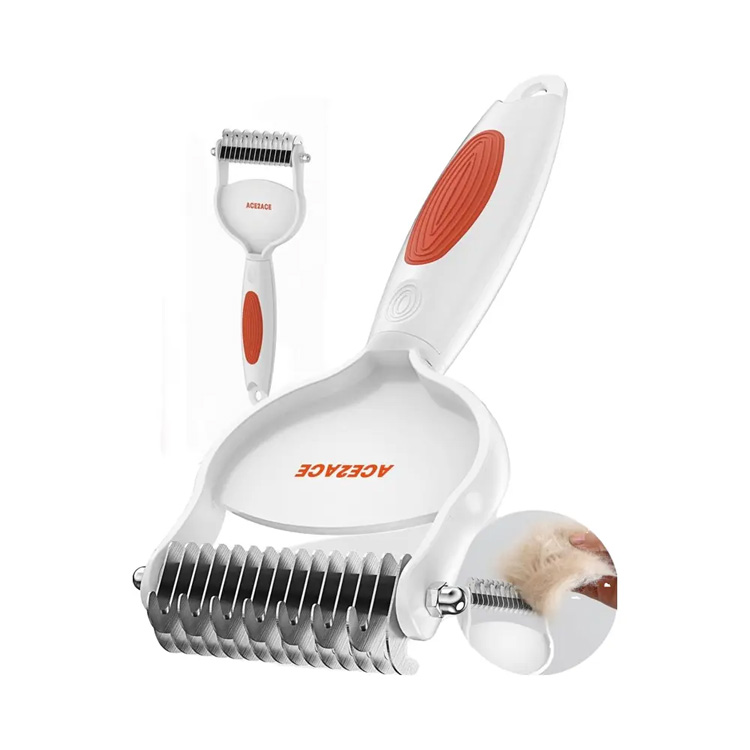 สุนัข deshedding undercoat rake เครื่องมือกรูมมิ่งที่มีผมยาว