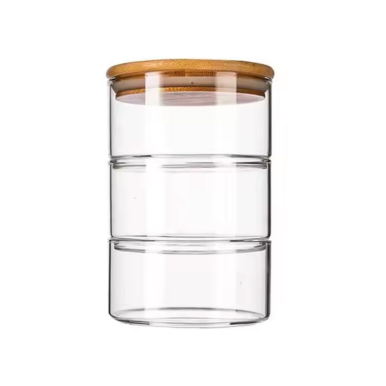 โถแก้วที่จัดเก็บได้แบบ borosilicate ที่ทำด้วยมือ
