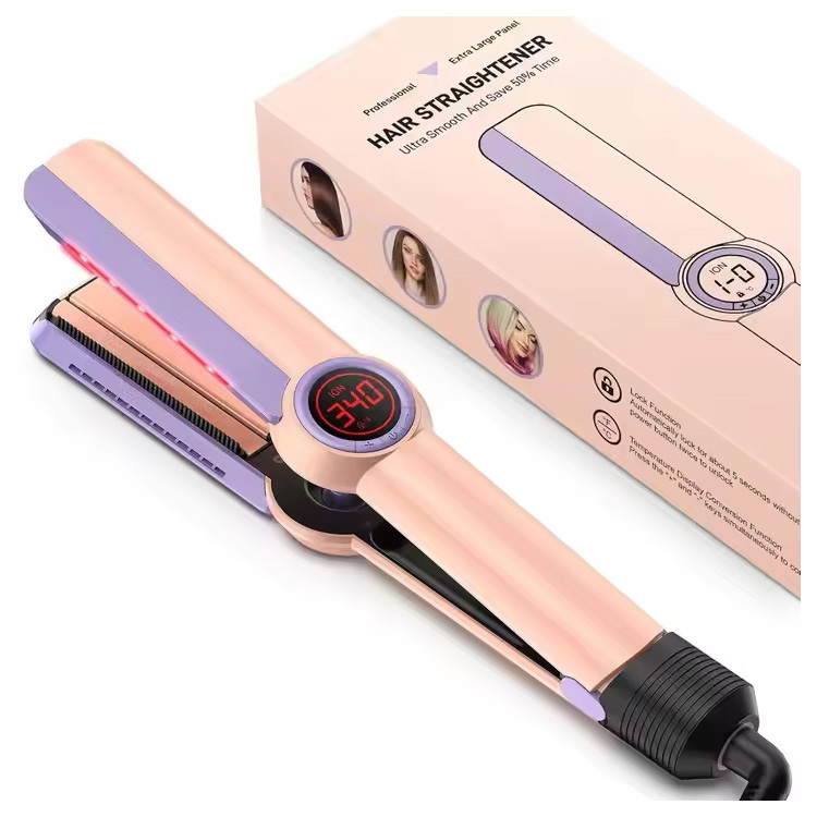 เครื่องหนีบผมที่หนีบผมตรงประสิทธิภาพสูงเหล็กแบนแผ่นกว้าง