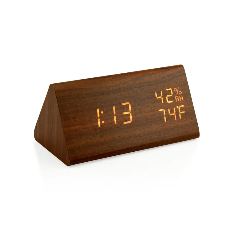 Home Decor Cube Portable Wooden Digital LED นาฬิกาปลุกนาฬิกา