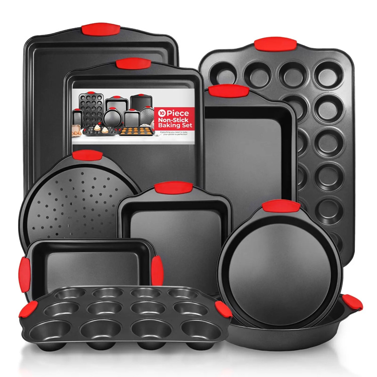 เตาอบ Bakeware ไม่ติดเหล็กคาร์บอน 10pcs ชุด Bakeware
