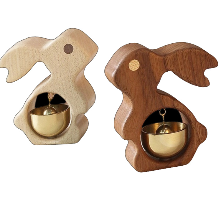 แม่เหล็กติดตู้เย็นกระต่ายไม้เนื้อแข็งออดทองเหลืองที่ทำด้วยมือ