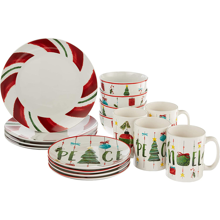 Stoneware Dinner Party Porcelain ชุดอาหารเย็นสำหรับวันหยุด