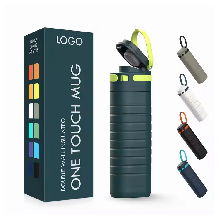 Touch Lid แก้วมัคท่องเที่ยวหุ้มฉนวนสุญญากาศสแตนเลสขนาด 500 มล